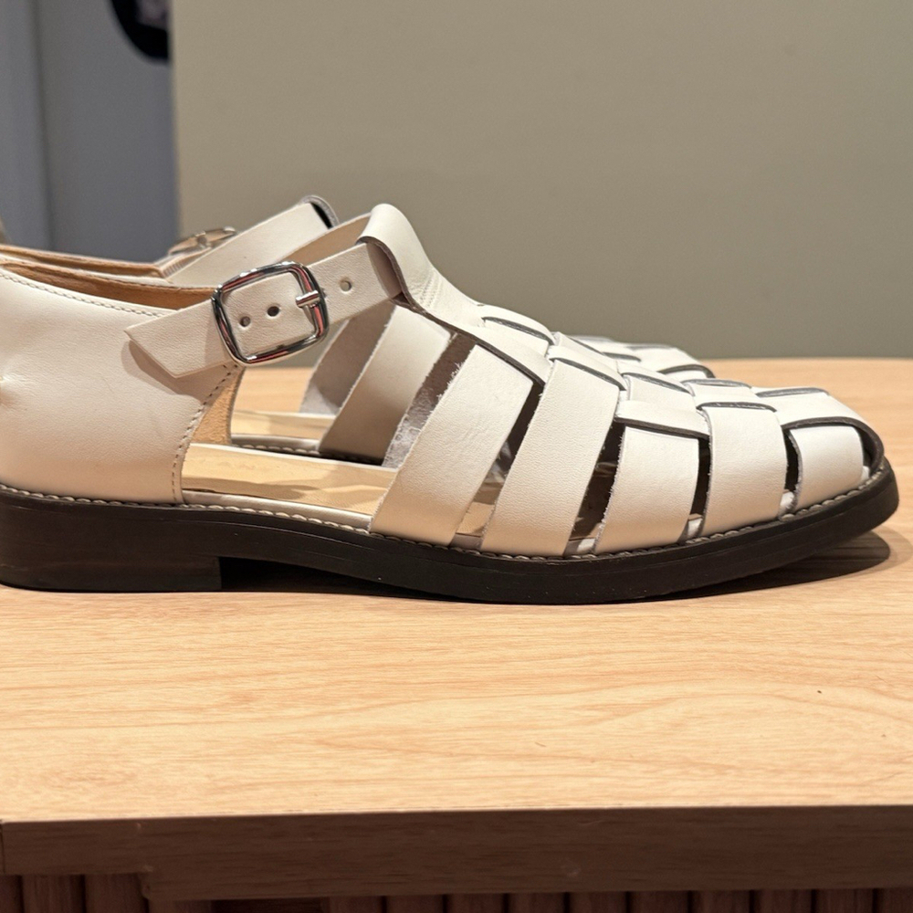 Everlane Womens WHITE Leather Adjustable Fisherman Sandals Shoe Size 8 - Picture 5 of 11